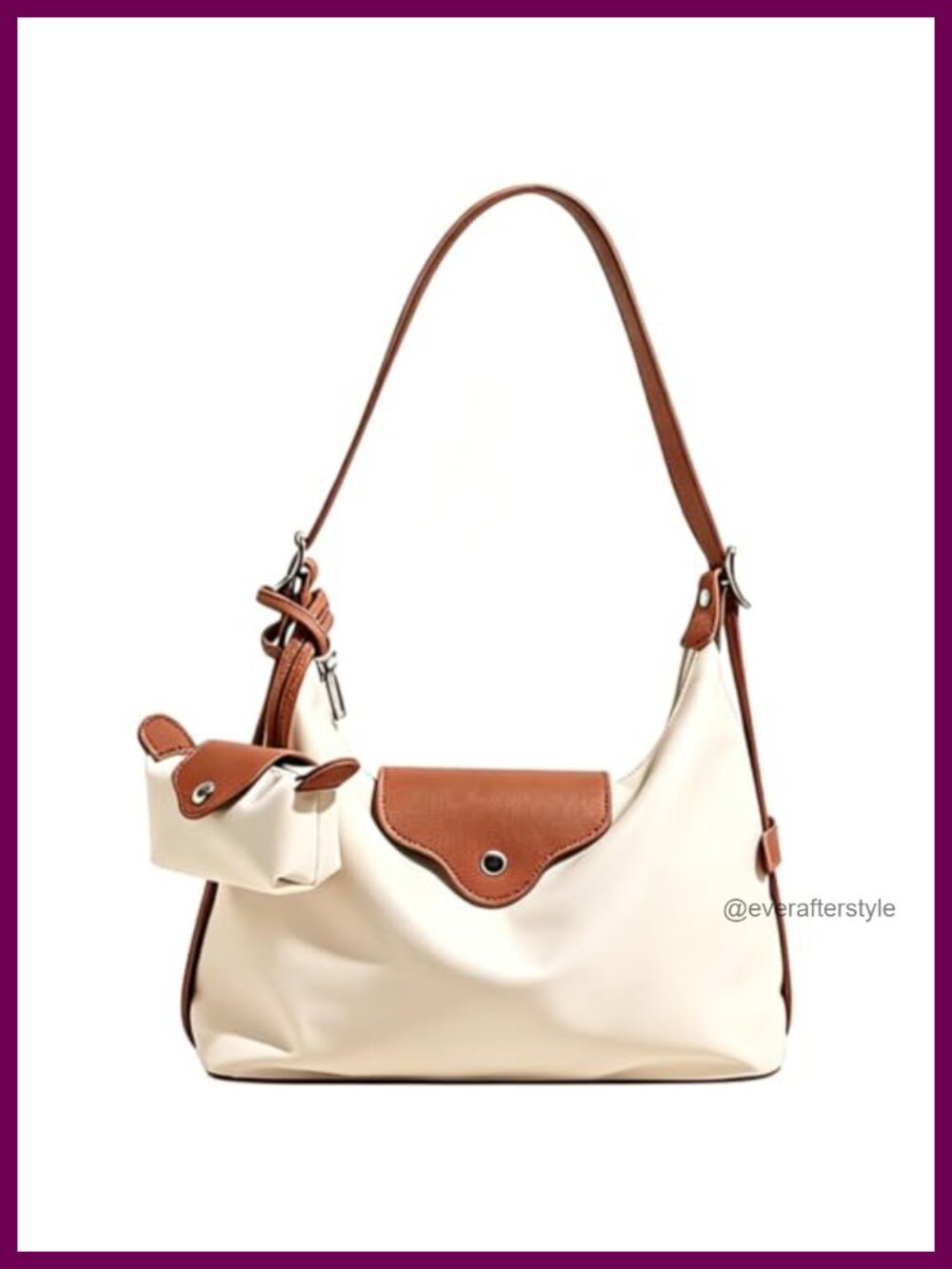 Convertible Crossbody Shoulder Bag Detachable Coin Pouch Nylon Leather Trim